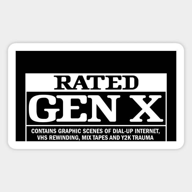 Rated Gen X: Retro Nostalgia - Mix Tapes and VHS Magnet by Iron Ox Graphics